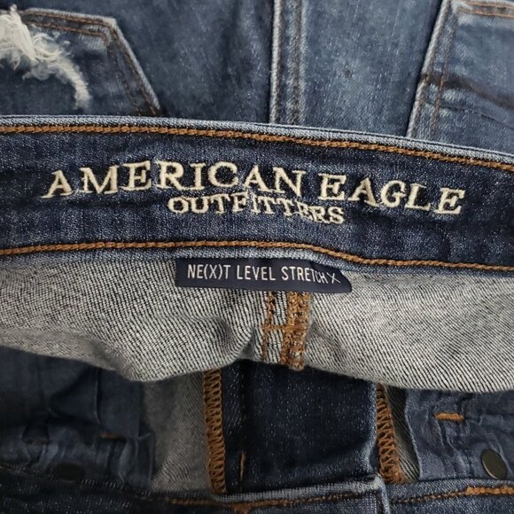American Eagle Hi Rise Shortie Next Level Stretch Shorts Distressed Womens 4 - Picture 5 of 5